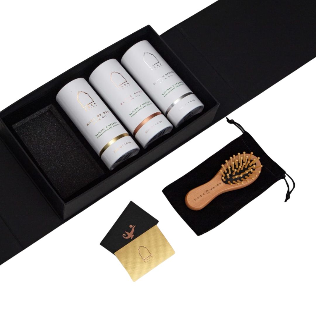 Casa Noire Gift Box 3 Hair Oils + Brush