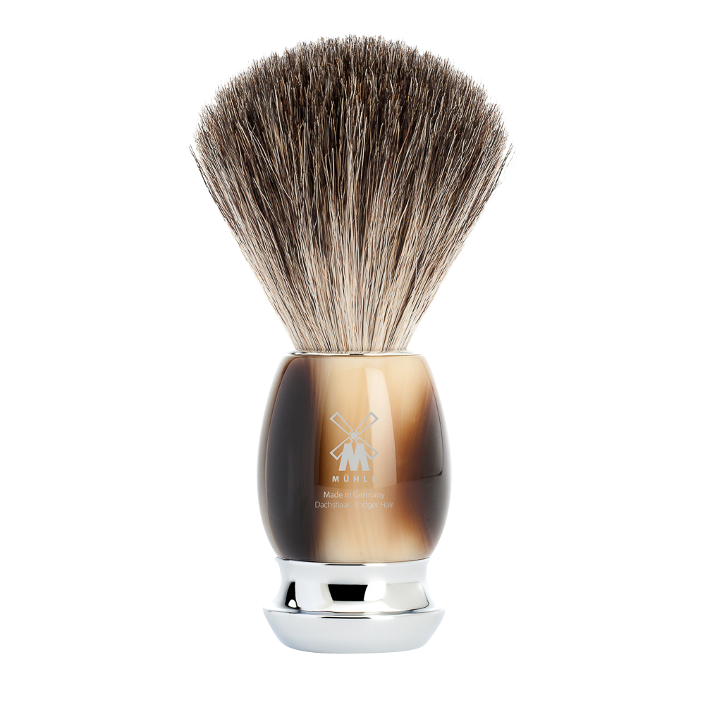 Shaving brush horn brown